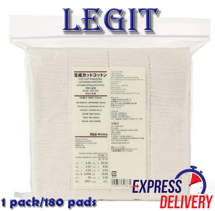 MUJI COTTON Legit 1 pack/180 Sheets 100 Japanese Organic Cotton