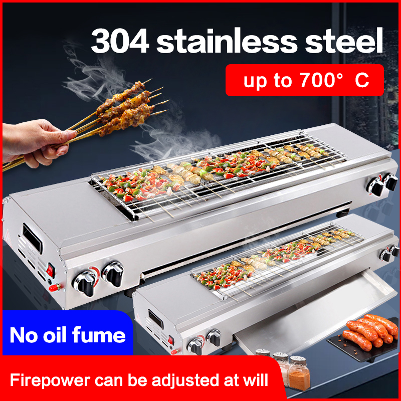 Gas Griller Stainless Steel Commercial BBQ butane gas stove Grill Large