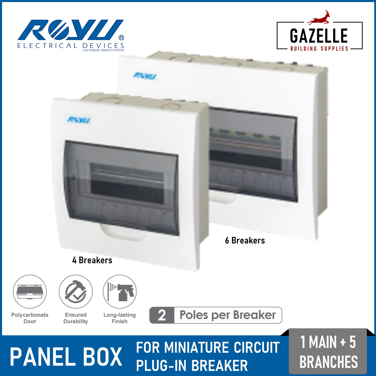 Royu Panel Box Rail Type for Miniature Circuit Breakers Metal Base