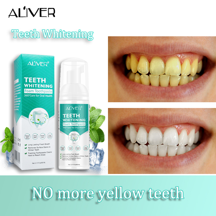 ALIVER Whitening toothpaste to remove stains, mousse, foam teeth ...