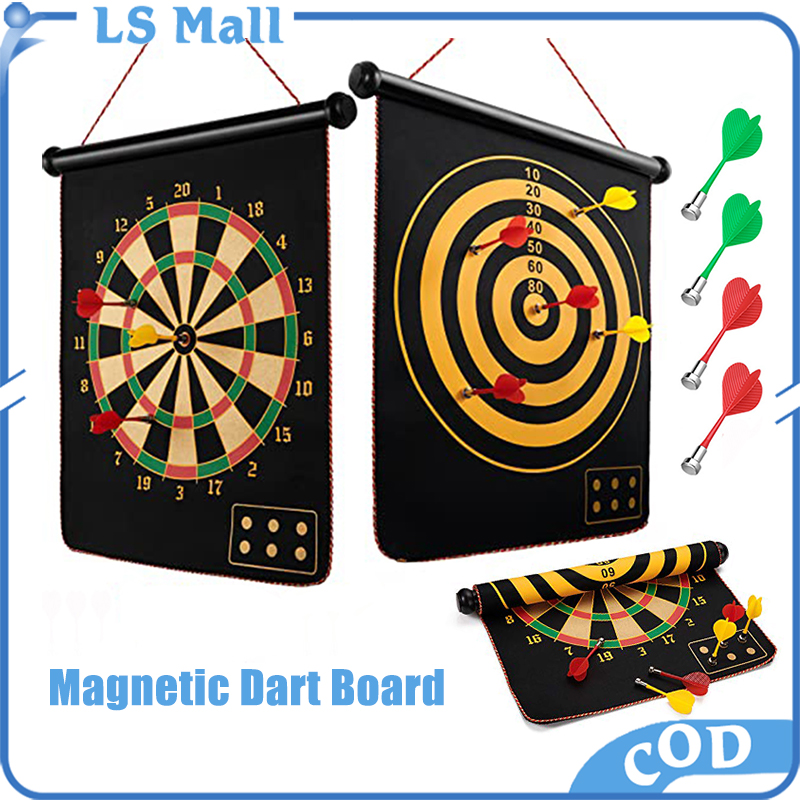 12 inch Dart Board DoubleSided Safe Dart Game Set with 4