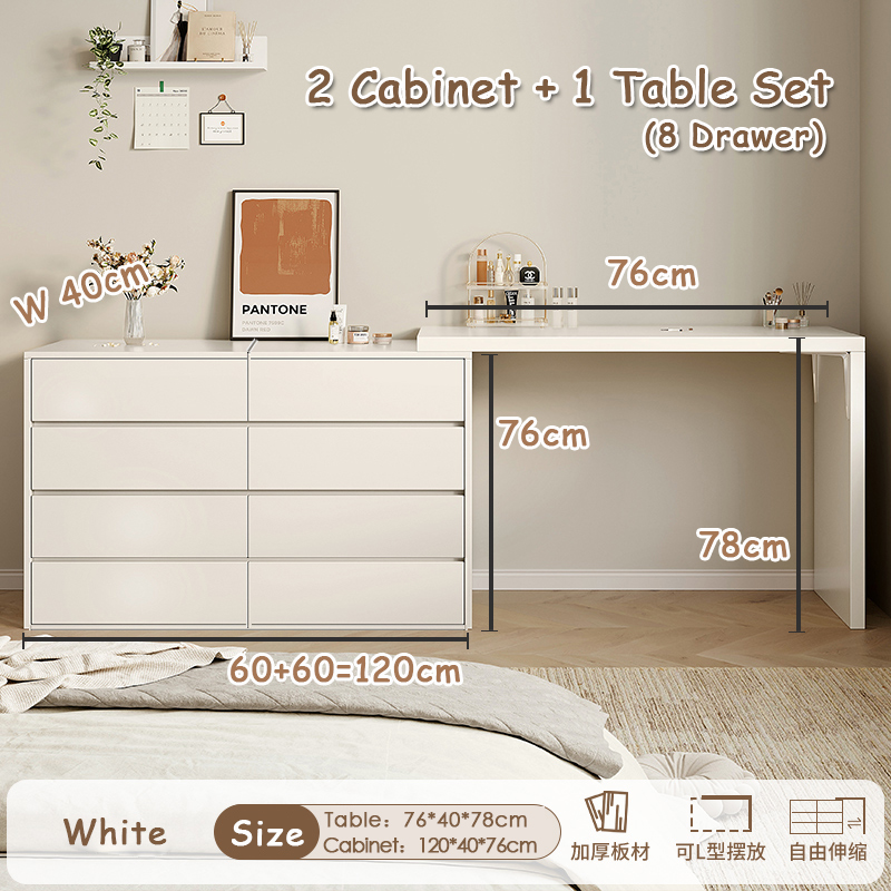 Vanity Table Movable Dressing Table With Mirror Extendable Luxury