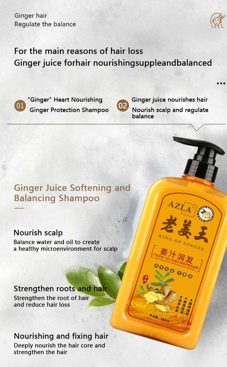 100 Original AZLA Ginger Shampoo for Hair Loss Herbal Ginger Extract