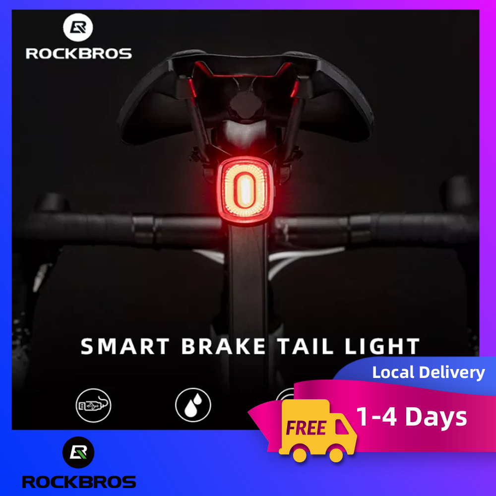 【Local Delivery】ROCKBROS Smart Brake Tail Light Waterproof Rechargeable