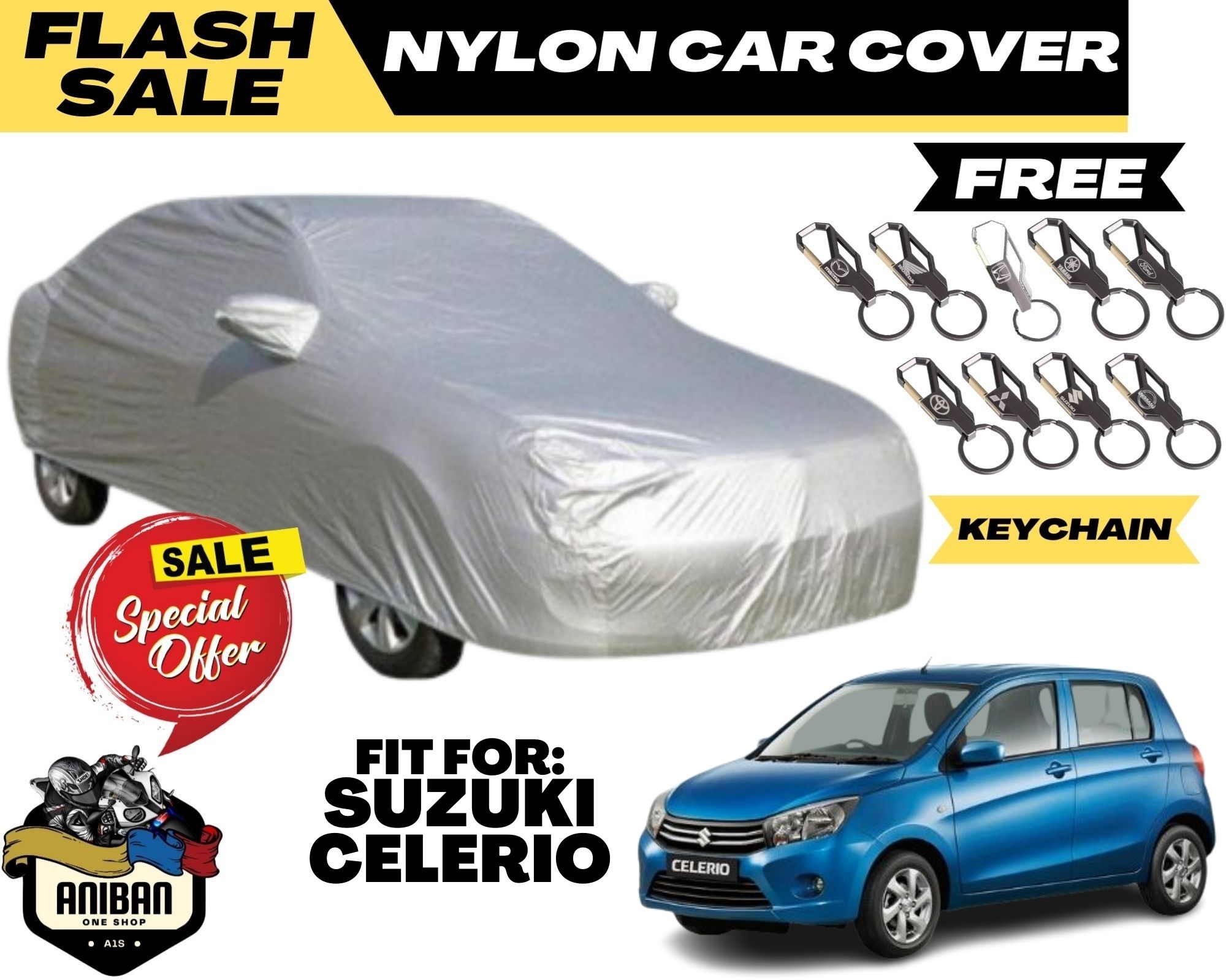 Car Cover For SUZUKI CELERIO, High Quality Waterproof Nylon Car Cover With  Keychain