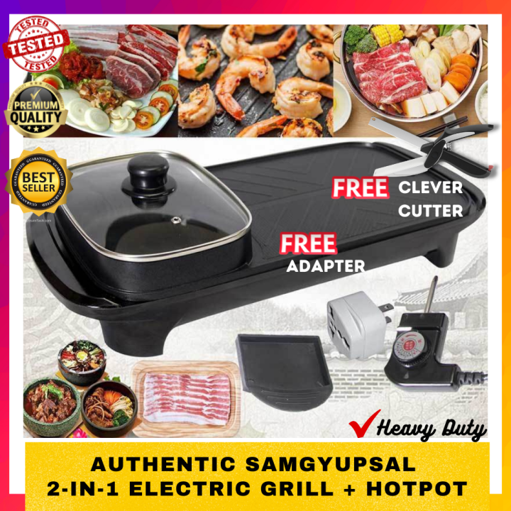 High Quality 2 in 1 electric korean samgyupsal BBQ grill and hotpot for