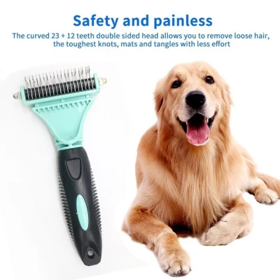 Paws Up Pet Dematting Grooming Comb Double Side Stainless Steel Pet Fur Brush Dog & Cat Comb Dog Animal Hair Fur Shedding Trimmer Grooming Tool