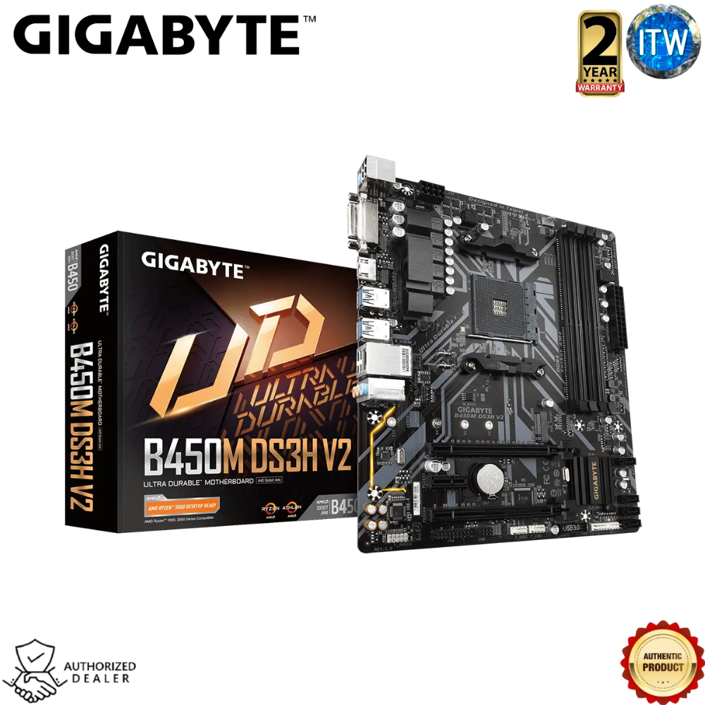 Gigabyte B450M DS3H V2 AMD B450 Chipset, Ultra Durable Micro ATX
