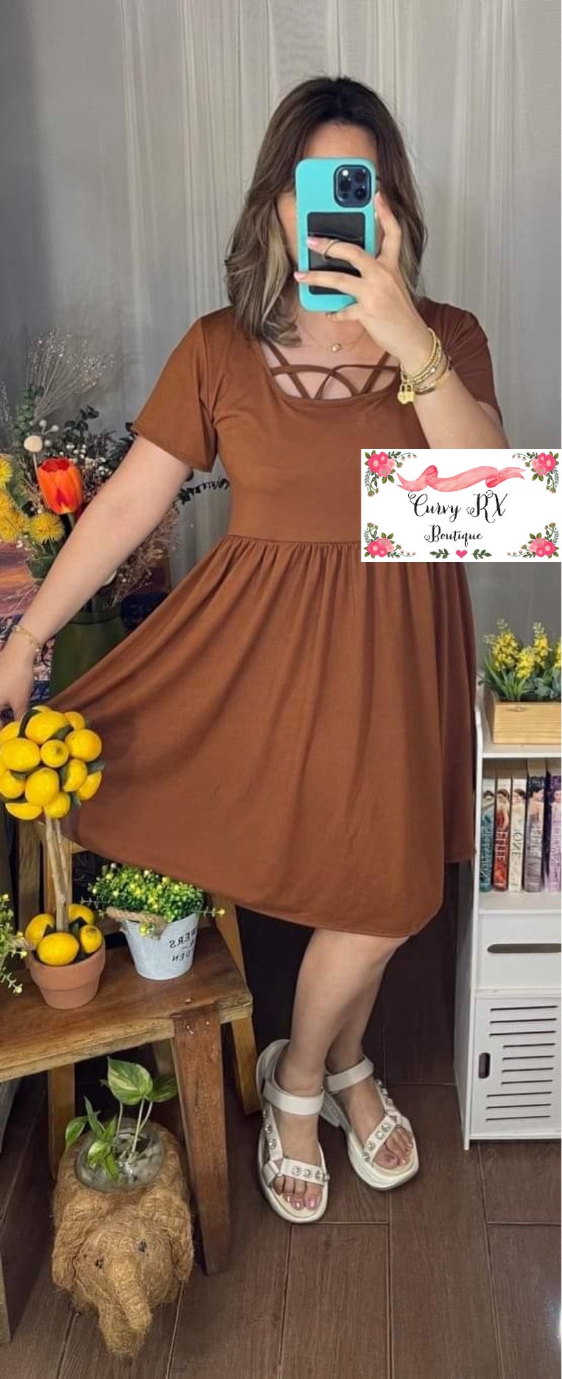 Plus Size Peplum Dress - Crepe Fabric