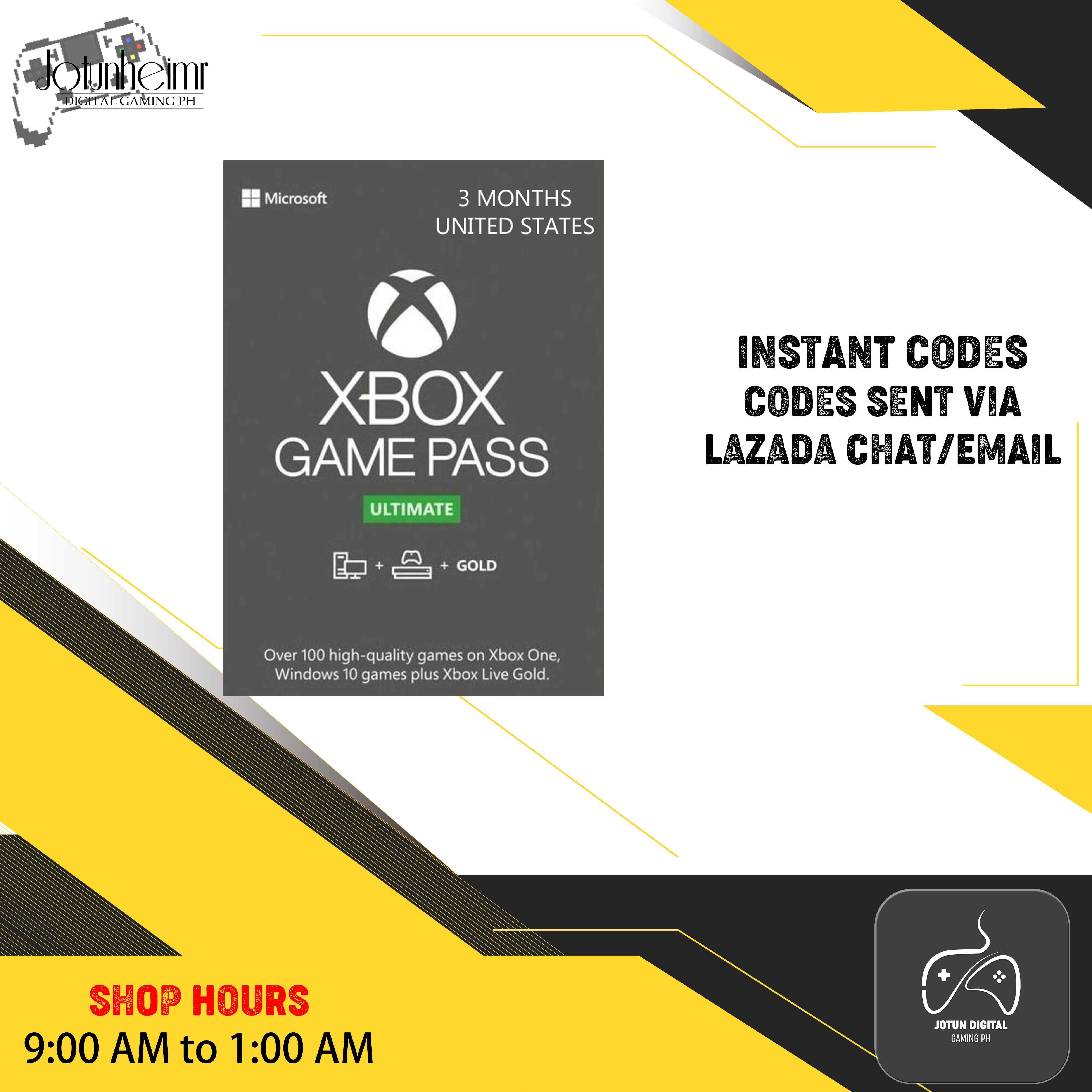 Xbox - 1/3 Months Game Pass Ultimate 1/6 Months Game Pass - United States  (US) - Jotun Digital Gaming PH | Lazada PH