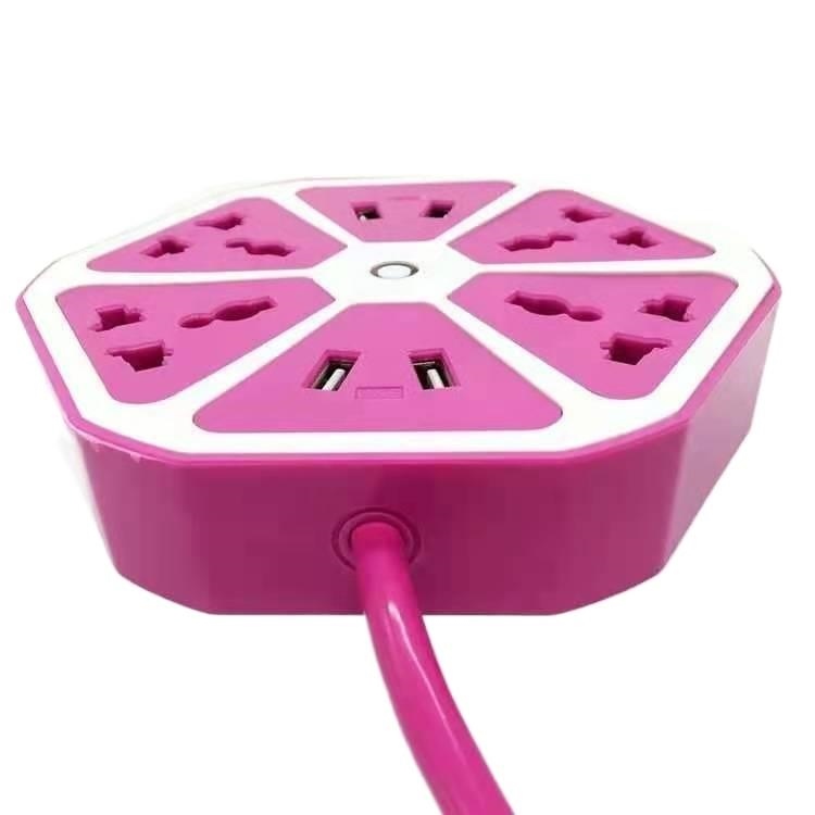 Hexagon Extension Cord With MultiSockets Up to 2 U Ports Socket wrench