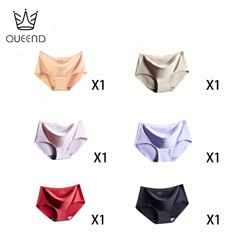 QueenD 6 pcs seamless panty for women ice silk Plus size Lingerie