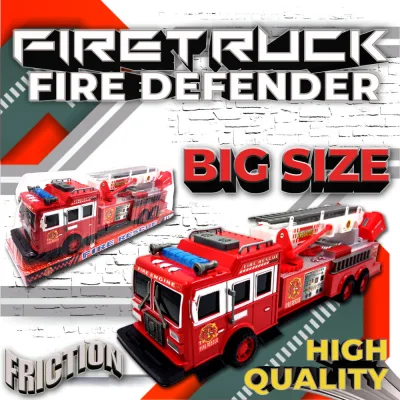 BIG SIZE FRICTION Educational Vehicle Simulation Ladder Truck Firetruck Toy