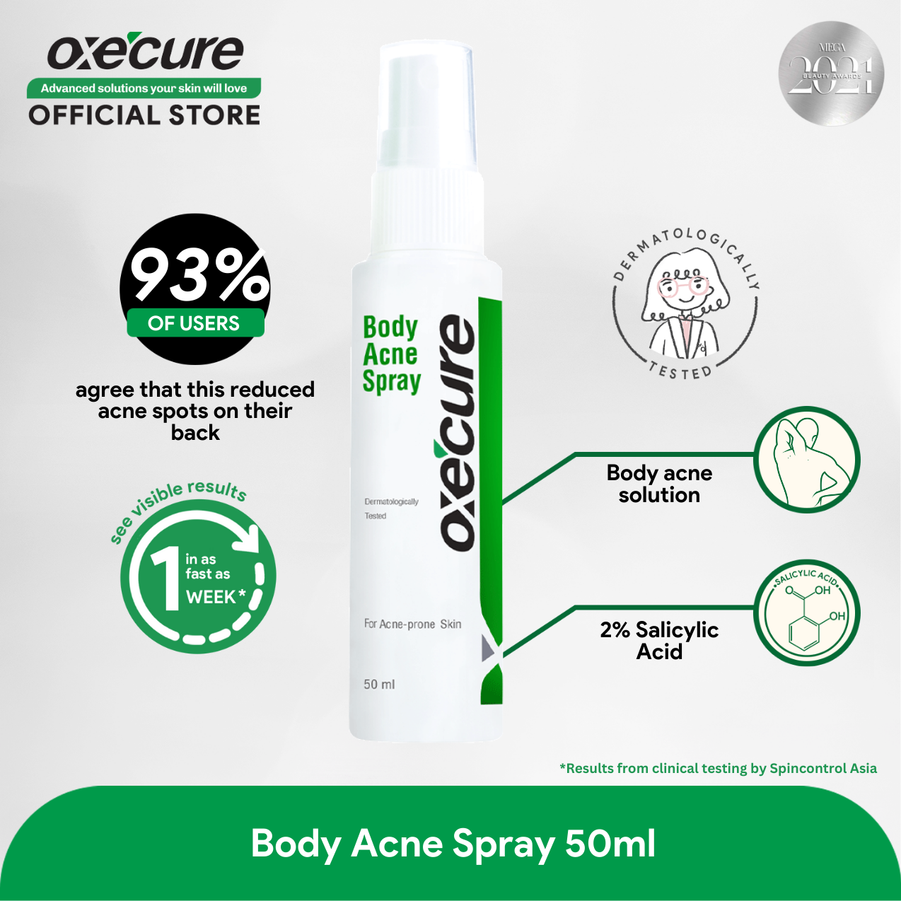OXECURE BODY ACNE SPRAY 50ml [Pimple fighting clearing spot treatment