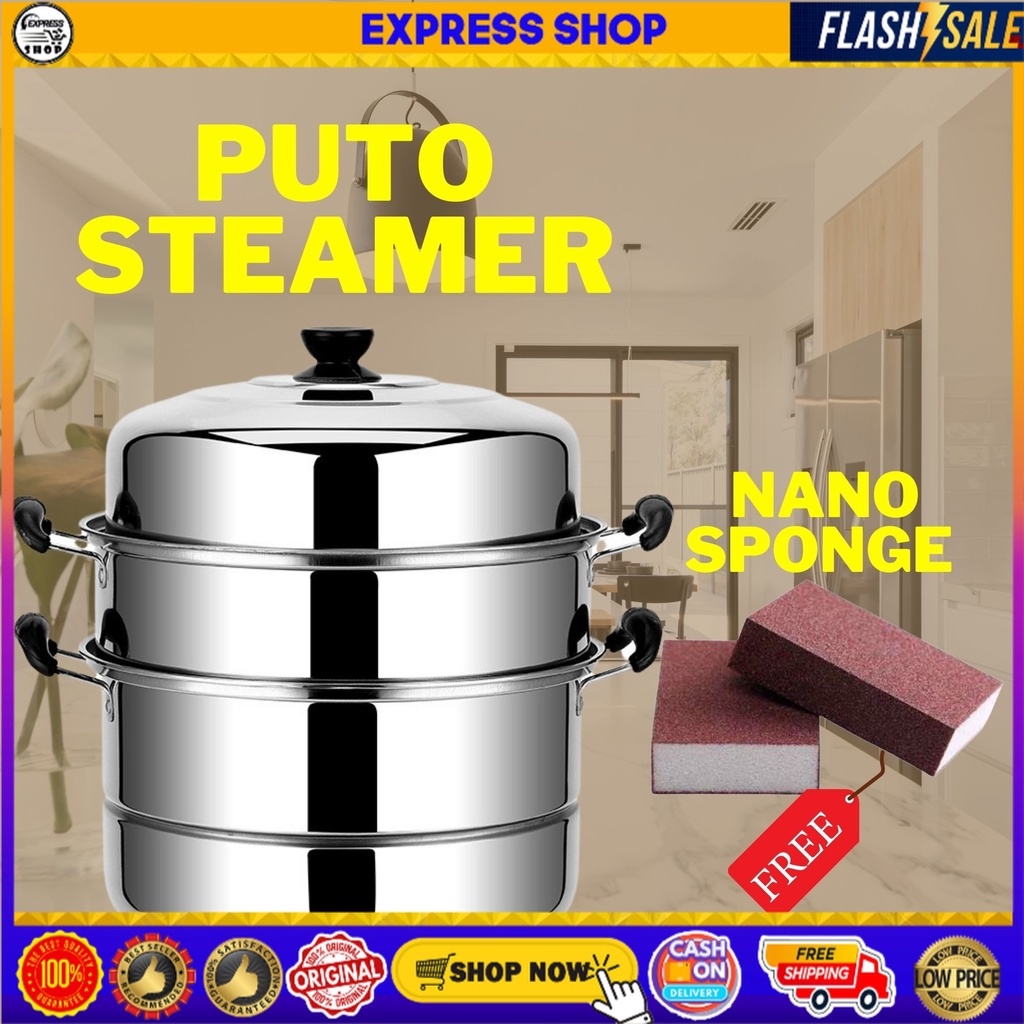 [Hot sales]۞♘☄ Original 3 Layers Steamer for Puto Layer Siomai Stainless Cookware