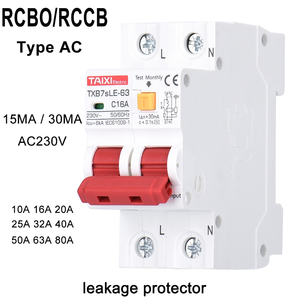 【CW】 Rcd Circuit Breaker Protection Rcbo Leakage Rccb Ac Type 32a