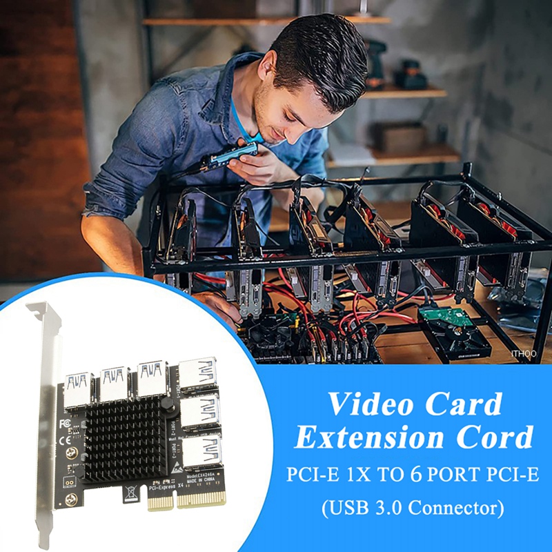 [ในสต็อก] [COD]PCI-E Riser Card PCI-E 1X to 6 USB3.0 Special Riser Card ...