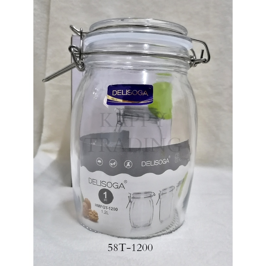 DELISOGA Glass Canister Jar with Lid HMFG56T-1200 HMFG57T-1200