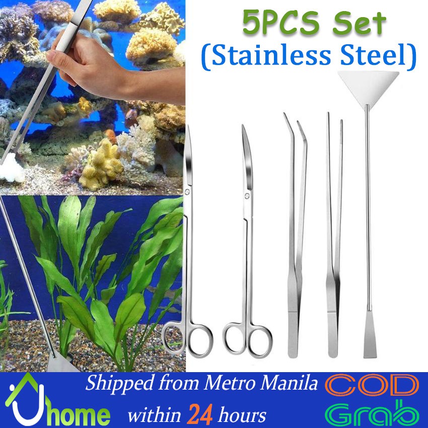【SOYACAR 5Pcs Aquarium Fish Tank Tool Scissor Tweezer Gravel Leveler