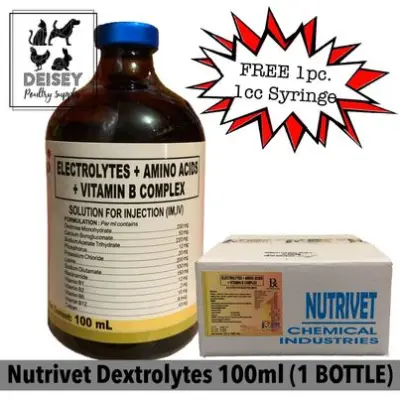 Dextrolytes / Electrolytes + Amino Acids + Vitamin B Complex for Animals - Nutrivet (100ml)