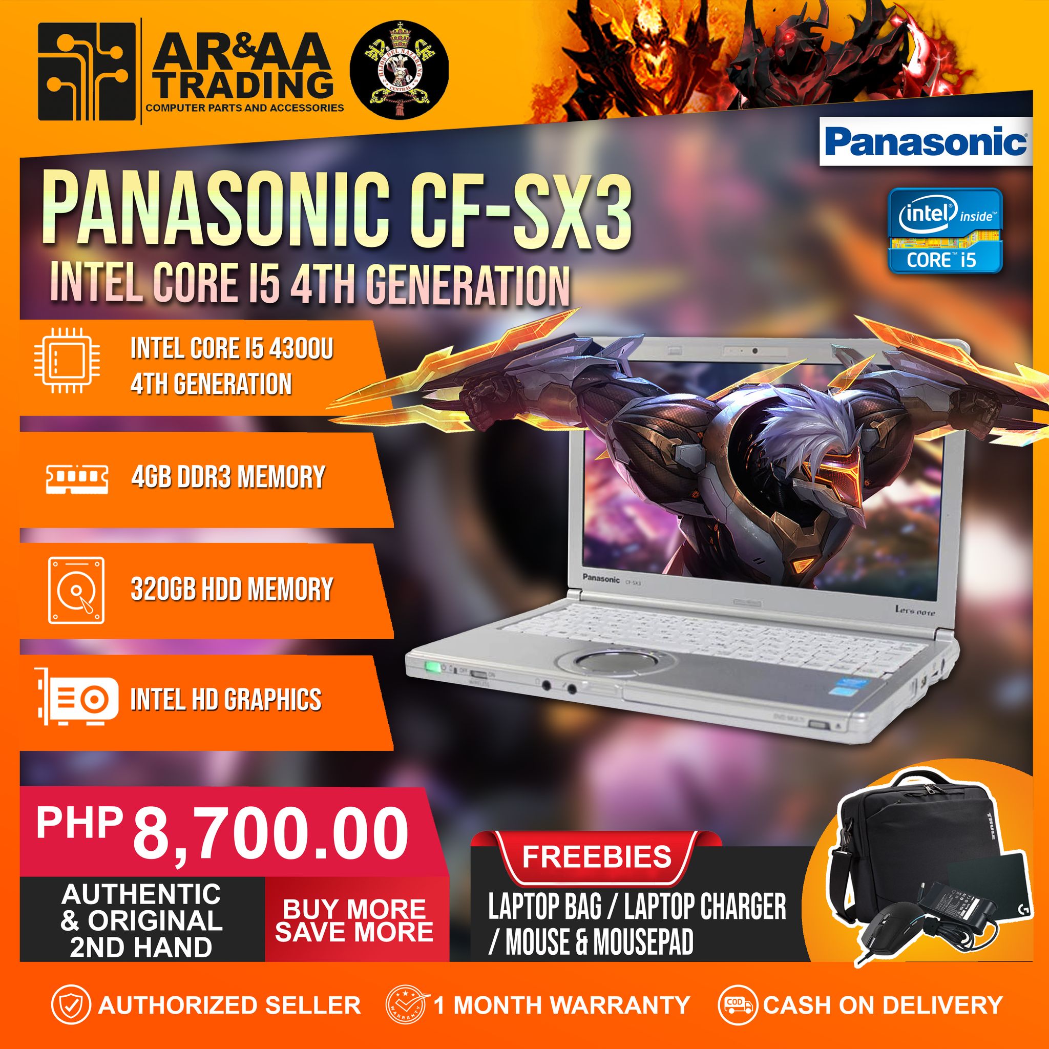 Laptop Panasonic CF-SX3 Intel Core i5 4th Generation 4300U 4GB