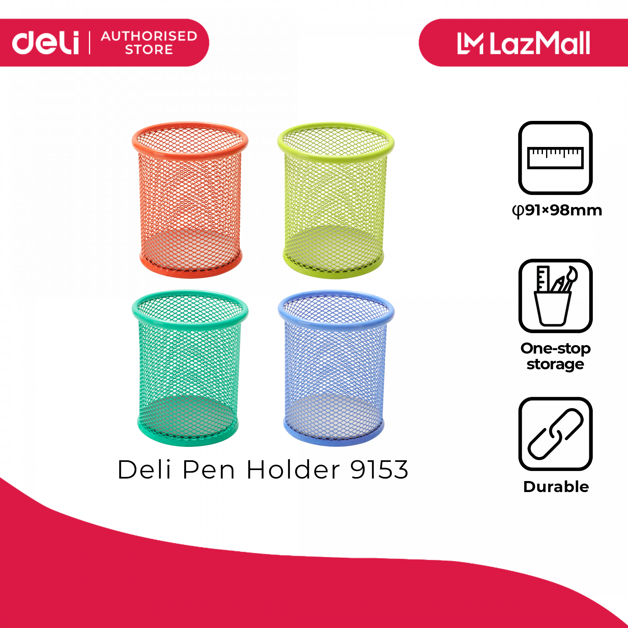 Deli Pen Holder 9153 [799153] Yellow Blue Green Orange Pen Holder