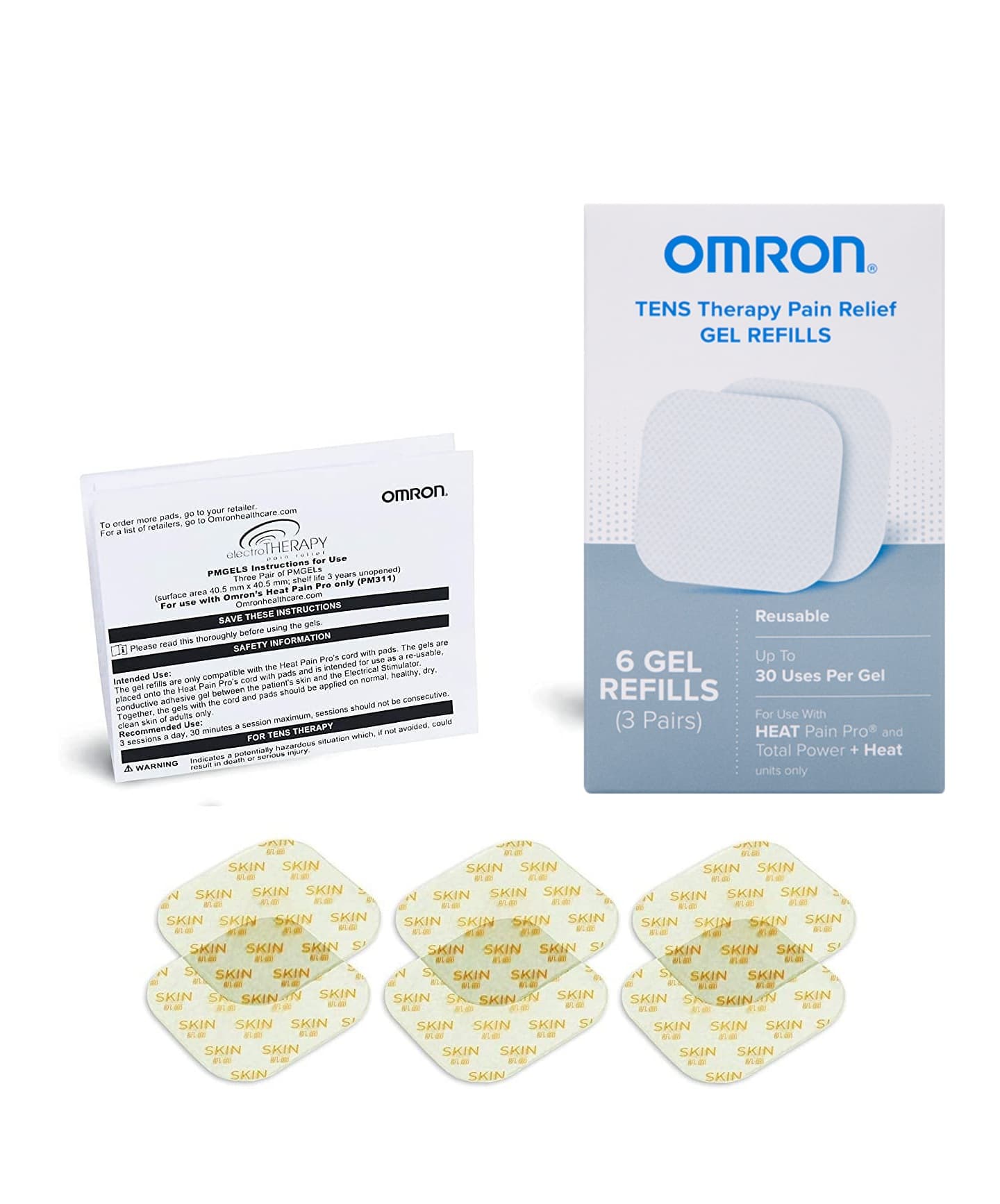 Tens Gel Pads Refills Compatible with Omron Heat Pain Pro PM311, 12  Pairs/24Pcs Electrode Gel Pads, Self-Adhesive