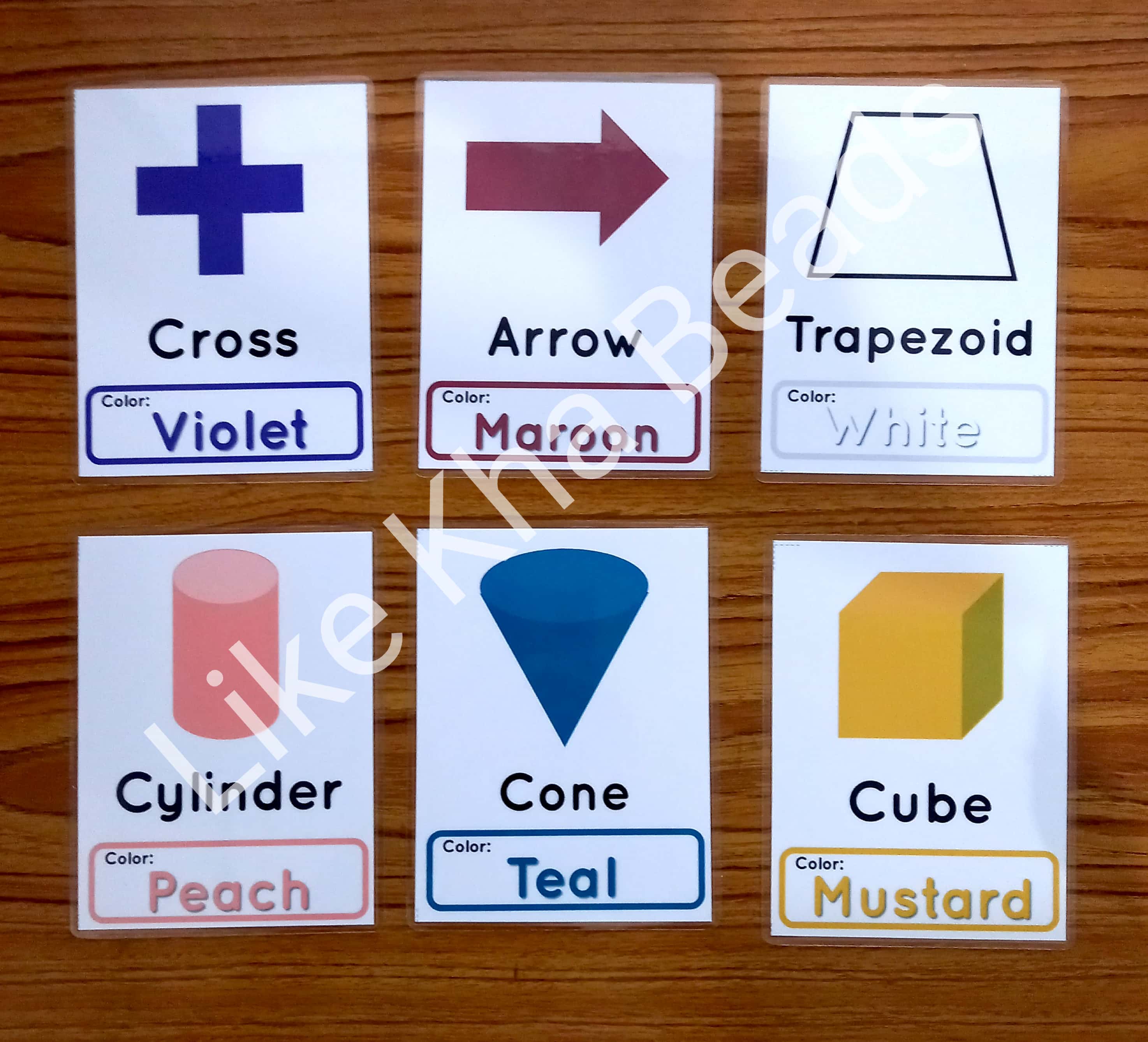 Laminated Flash cards Shapes and Colors (free 1 marker) 18 pcs