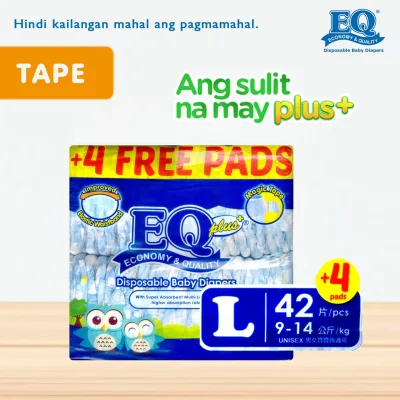 EQ Plus Large (9-14 kg) - 42 pcs x 1 pack (42 pcs) - Tape Diapers