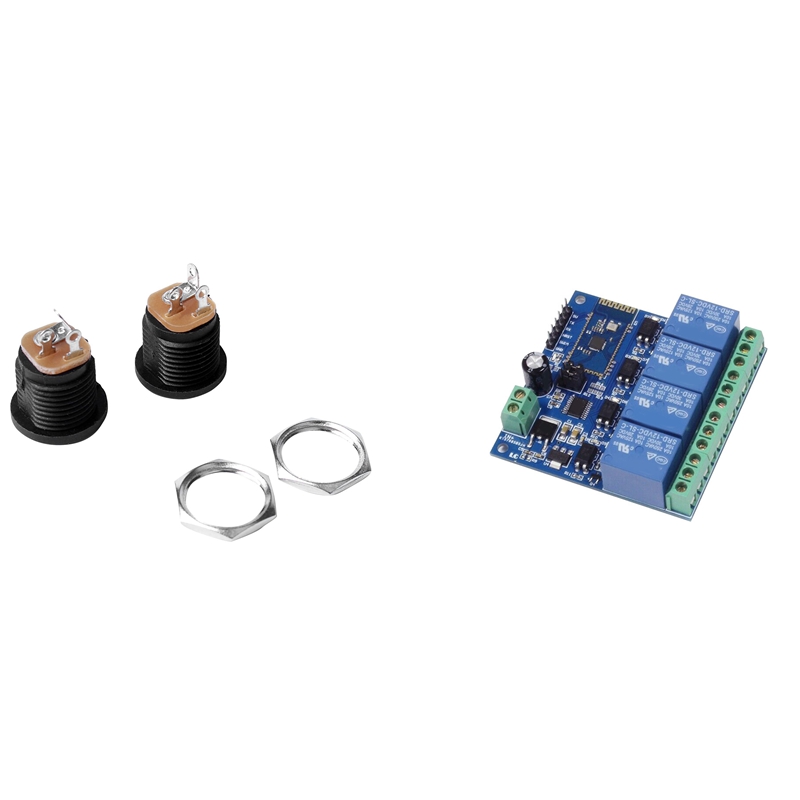 10 Pcs Panel Mount 2.1X5.5mm Power Jack DC Socket & 1x 12V 4CH Remote Control Switch Bluetooth Relay Module