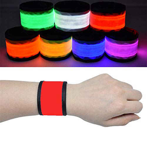 AMNQUERXUS LED Glow Slap Bracelets Light Up Wristbands Flashing Arm Wrist Bands High Visibility Safety Gear Lights for Cycling Walking Running Concert Camping Outdoor Sports Fits Women Men Kids