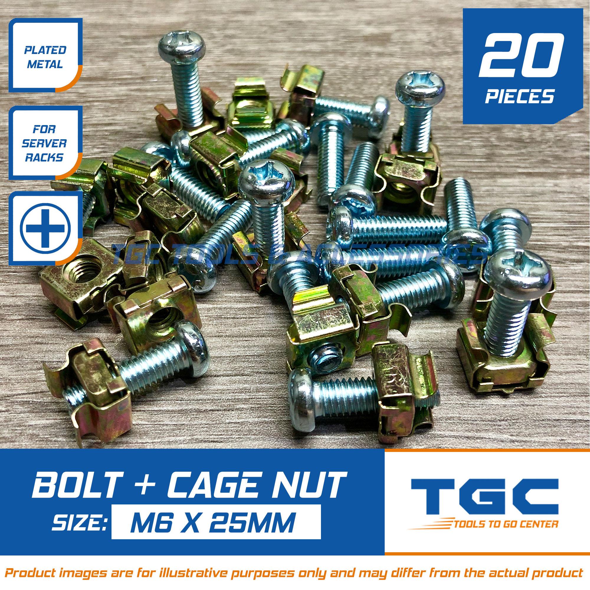 20PCS Cage Bolt and Nut M6 x 25 mm also called Server Rack Screw M 6