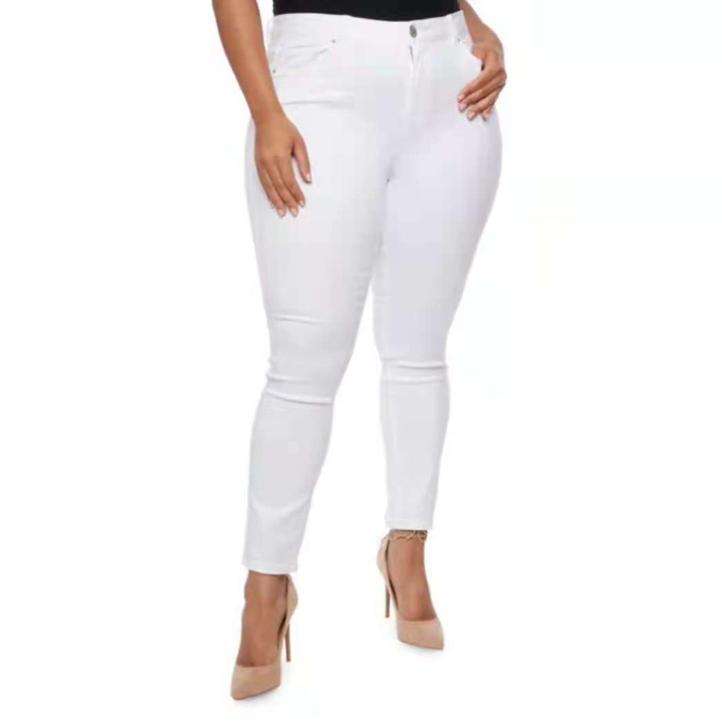 COD Plus size white denim jeans high waist skinny stretch pants for ...