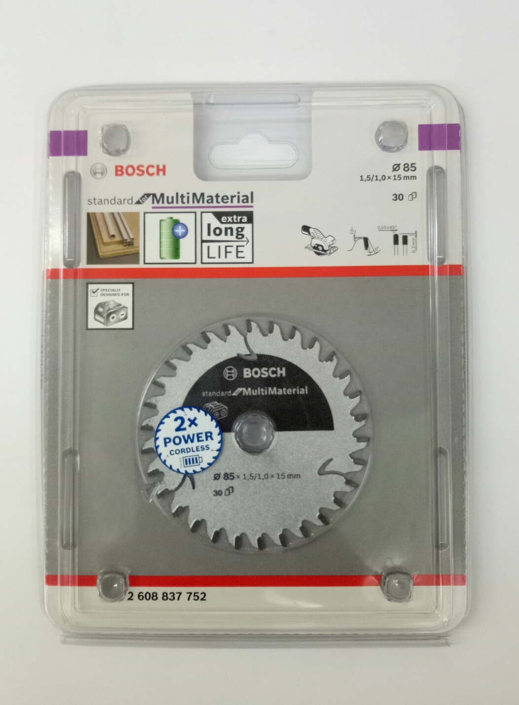 BOSCH 2608837752 MultiMaterial Circular Saw Blade 85mm [JSR BAC