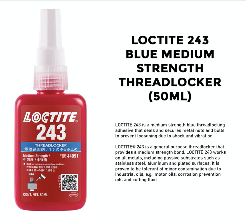  Loctite 1329467 243 Blue Medium Strength Threadlockers
