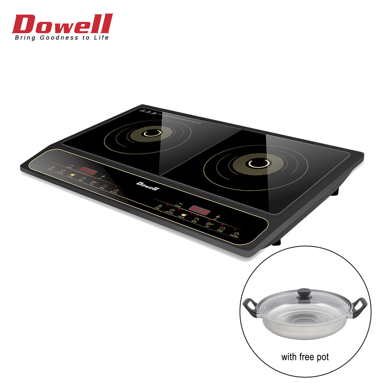 DOWELL by Winland Double Burner Induction Cooker Stove w/ Pot Electric Stove 3000W IC24 with