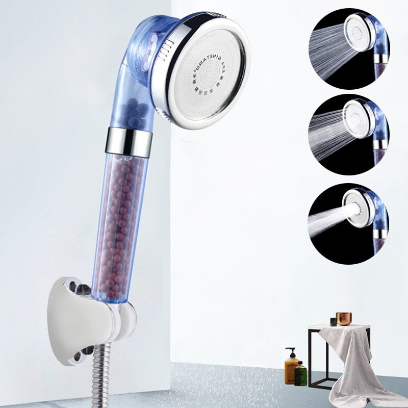 GO Pressure Booster ShowerHead Adjustable 3 Mode High Pressure Stone