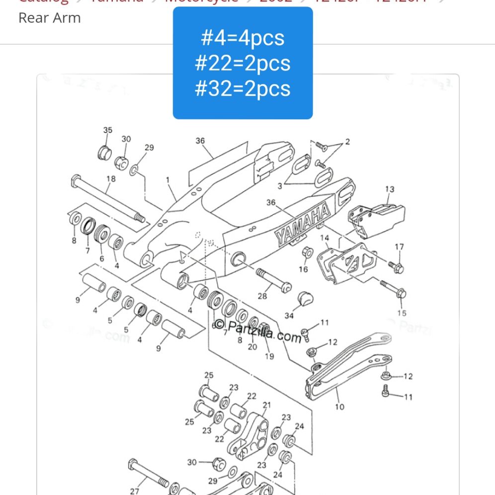 YAMAHA YZ426F YZ 426F SWINGARM AND LINKAGE BEARING (8PCS) Lazada PH