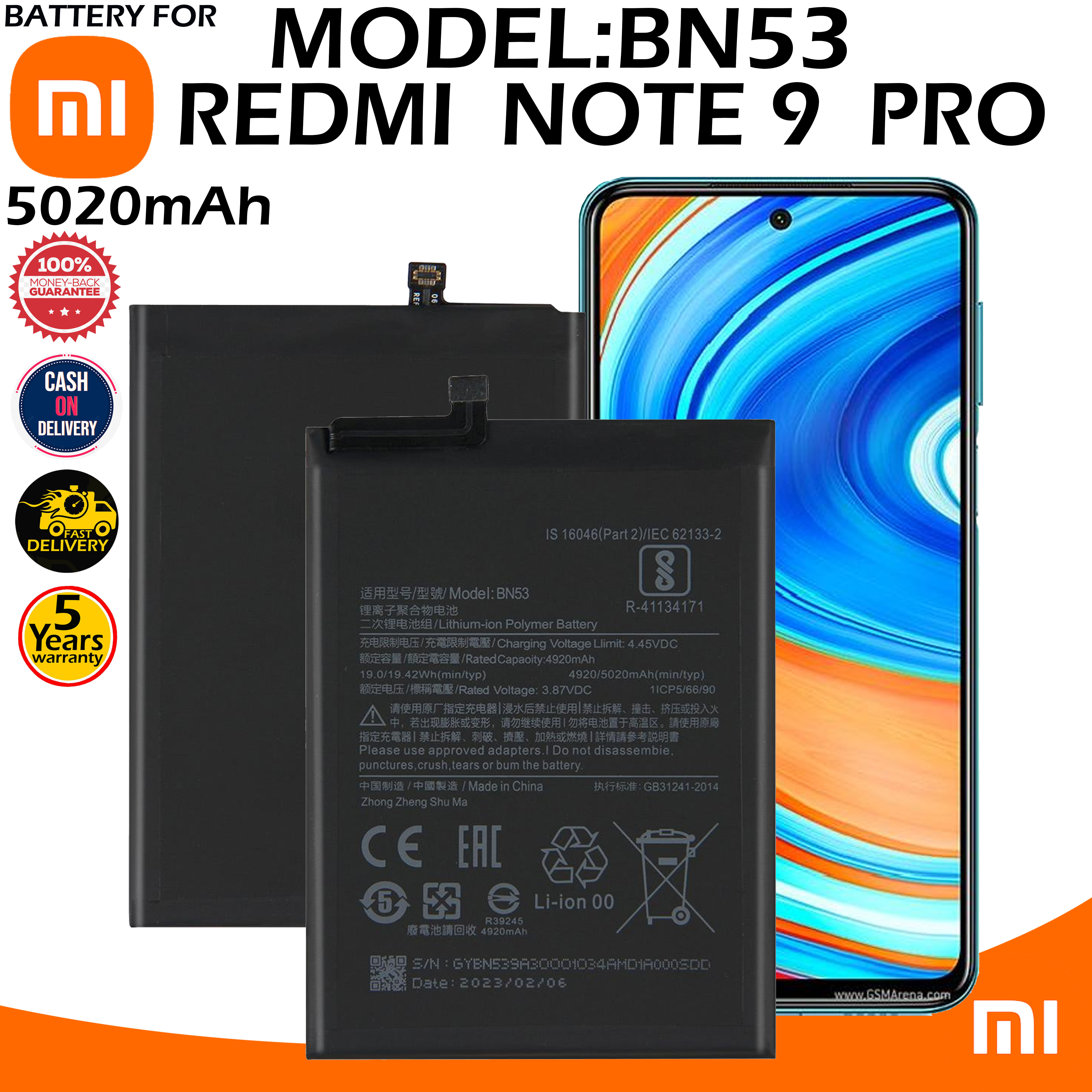 Xiaomi Redmi Note 9 Pro 9s Note 10 Pro Battery Model Bn53 Original Equipment Manufacturer