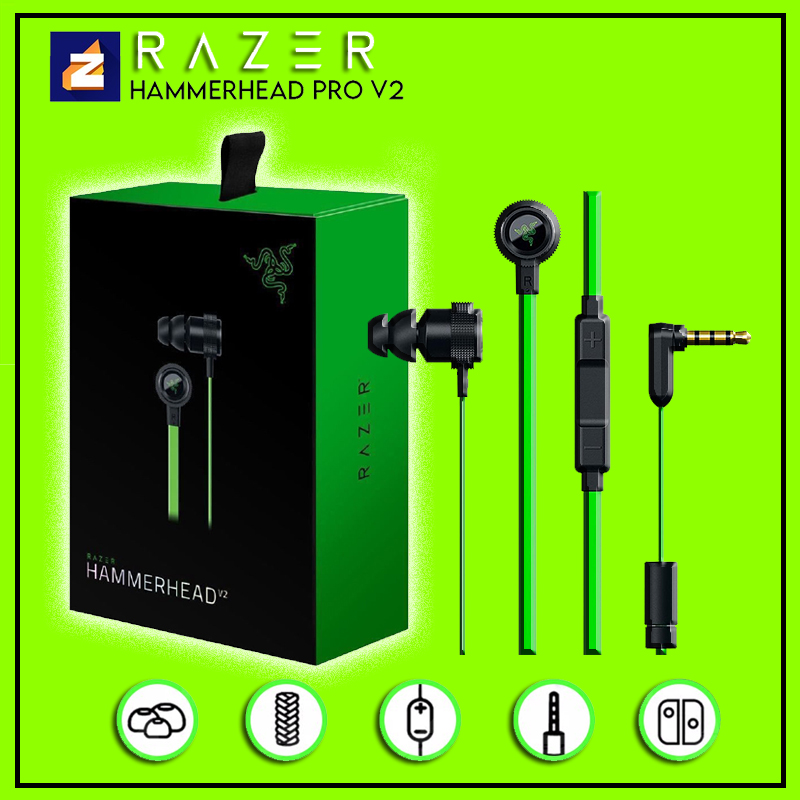Authentic Razer Hammerhead Pro V2 Wired Earphone For Phone 3 5mm Wired In Ear Bass Earbuds Gaming Headset With Microphone Mic For Android Ios Phone Laptop Desktop Computer Gamer Ps4 Lazada Ph