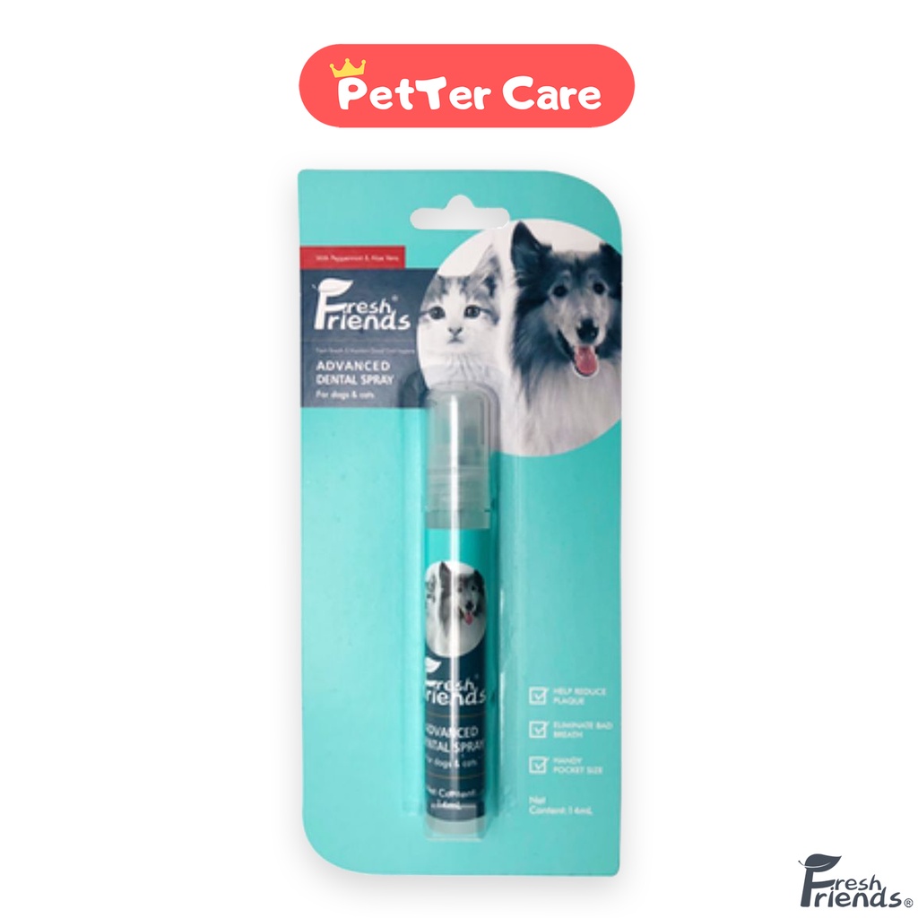 Fresh Friends Pet Breath Freshener Dental Spray for Dogs and Cats 14ml Peppermint & Aloe Vera
