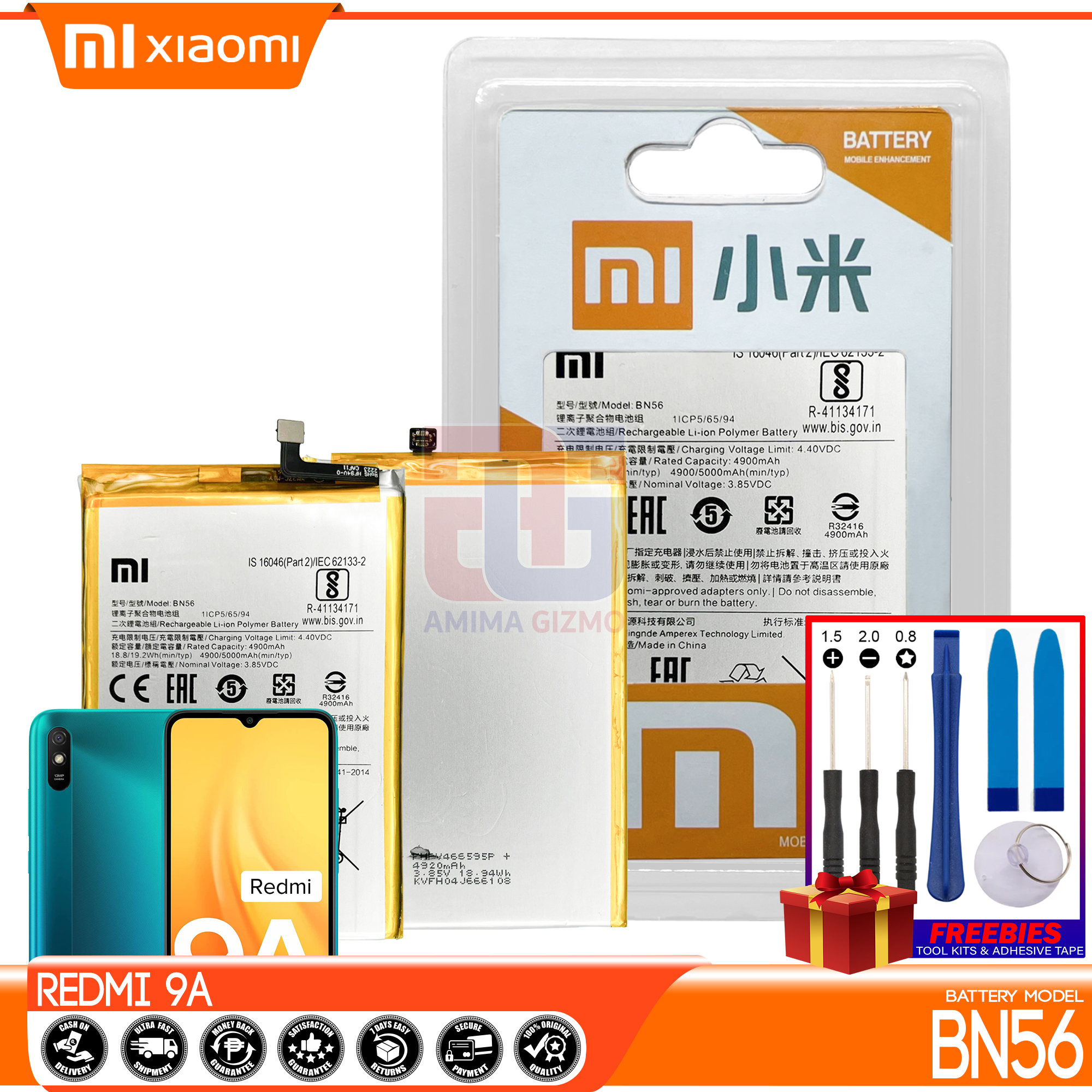 Xiaomi Redmi 9A Battery Original Quality And Capacity Model BN56. Fit ...