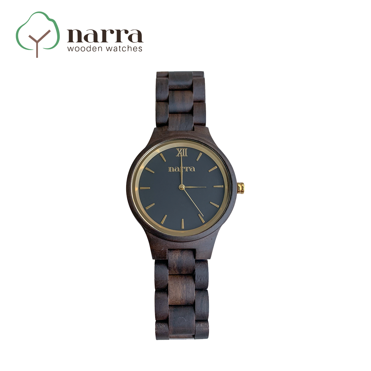Narra Wooden Watches Classic Dusk in Dark Sandalwood and Black