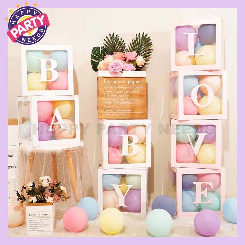4PCS DIY new letter transparent balloon box boy girl happy birthday party baby shower balloon
