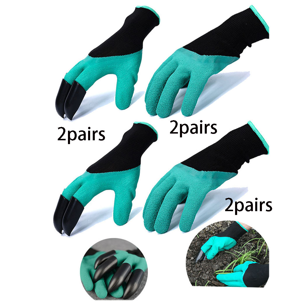 2pairs/green Garden Gloves with two hands Fingertips Claws Quick Easy ...