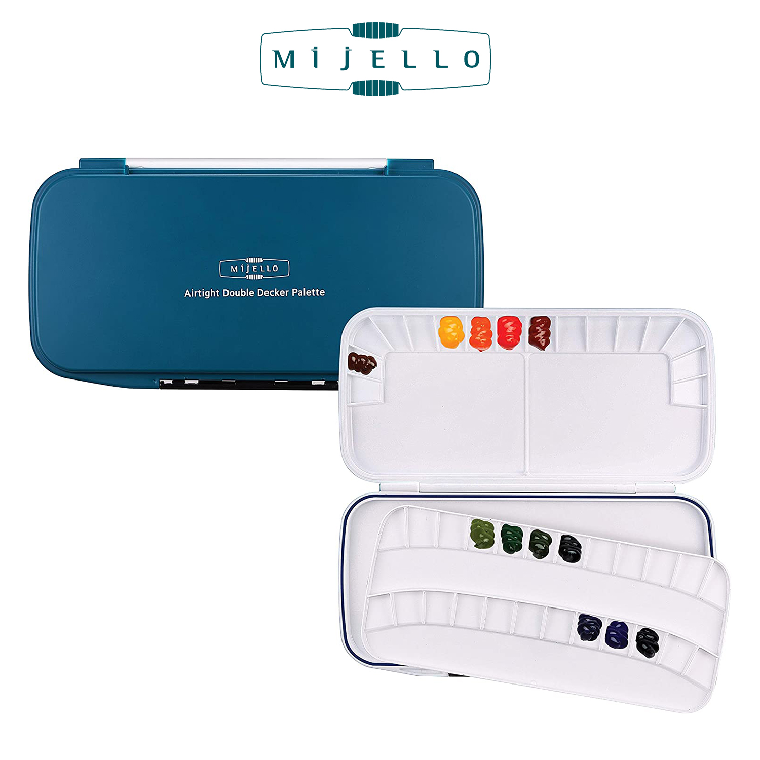 Mijello Watercolor Palette MWP-1640 Airtight Double Decker 40 Wells 335x175x30mm (13.18 x 6.88 x 1.18 inch)