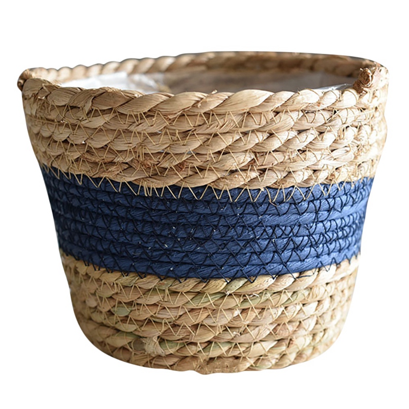 Seagrass Planter Basket, Woven Flower Pot Basket with Waterproof Plastic