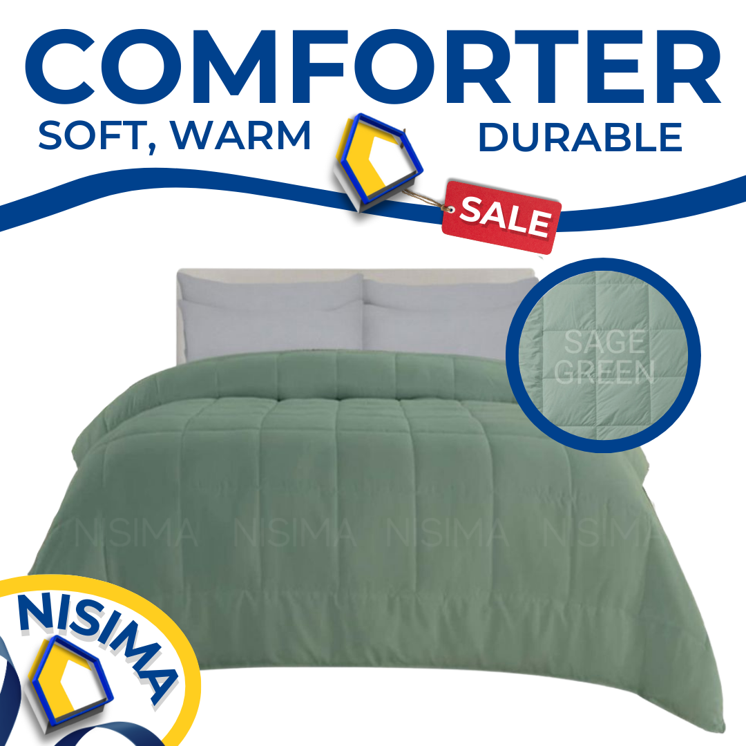 NISIMA Hotel Quality Comforter Type Cotton Quilt Thick White or Sage
