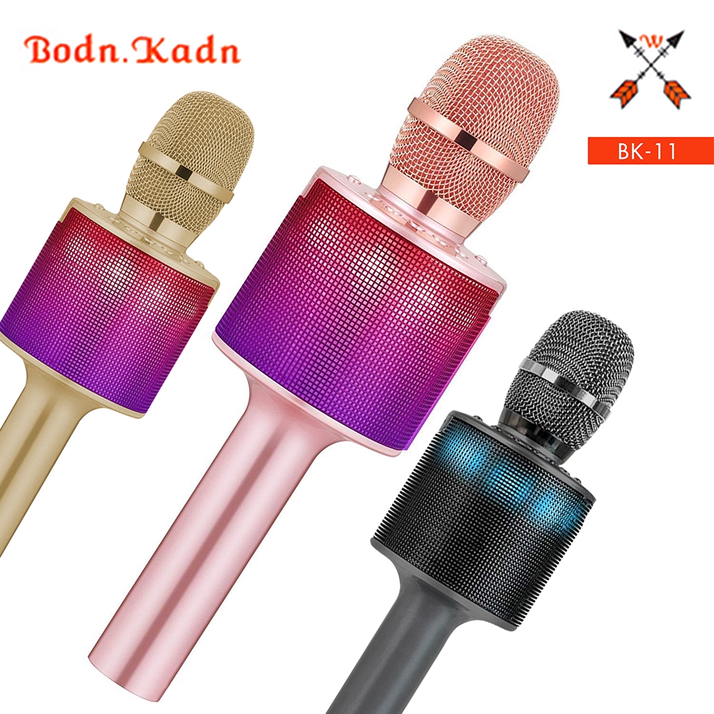 BK11 Portable Wireless Bluetooth Microphone HiFi Speaker Earphone  Port with LED Lights