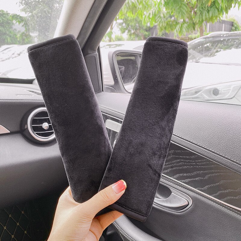 2pcs Car Interior Seat Belt Covers Universal Auto Warm Plush Shoulder Pad Seat Belt Protection for Adults Older Kid Accessories